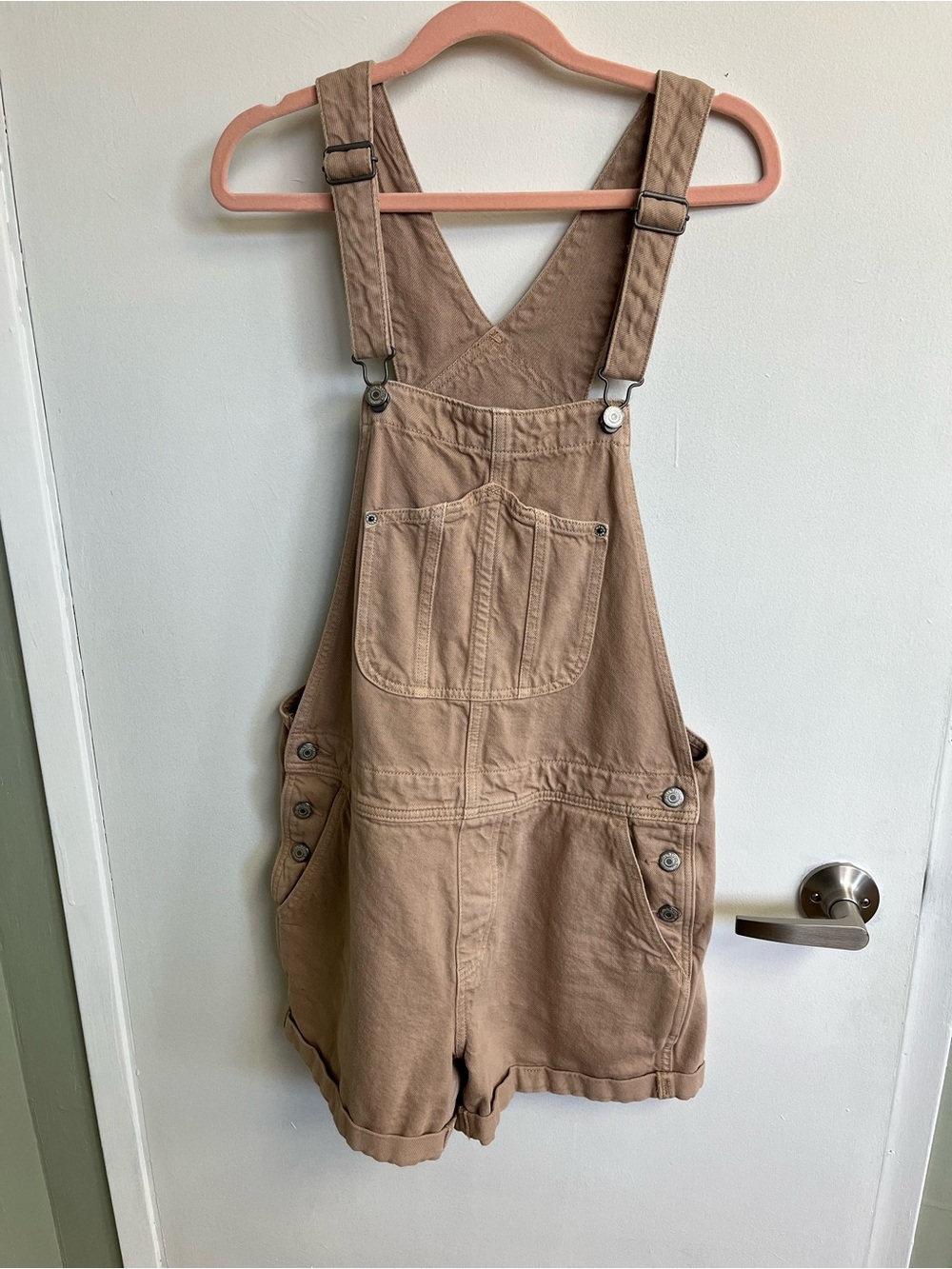 Old Navy Tan Short Denim Overalls